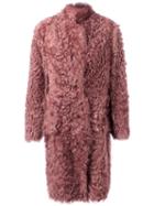 Paul Smith Single Breasted Shearling Coat, Women's, Size: 40, Pink/purple, Sheep Skin/shearling