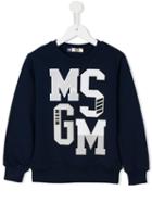 Msgm Kids Logo Print Sweatshirt, Boy's, Size: 10 Yrs, Blue