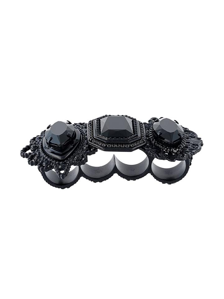 Dsquared2 Embellished Knuckle Duster Rings, Women's, Size: Small, Black