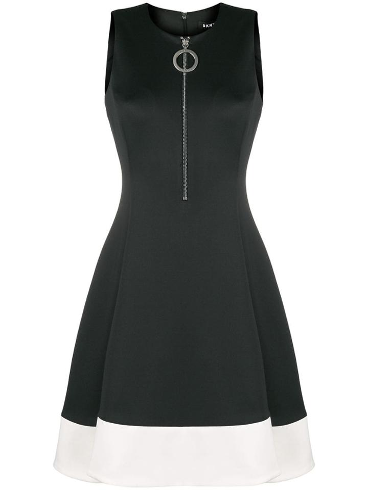 Dkny Front Zip Midi Dress - Black