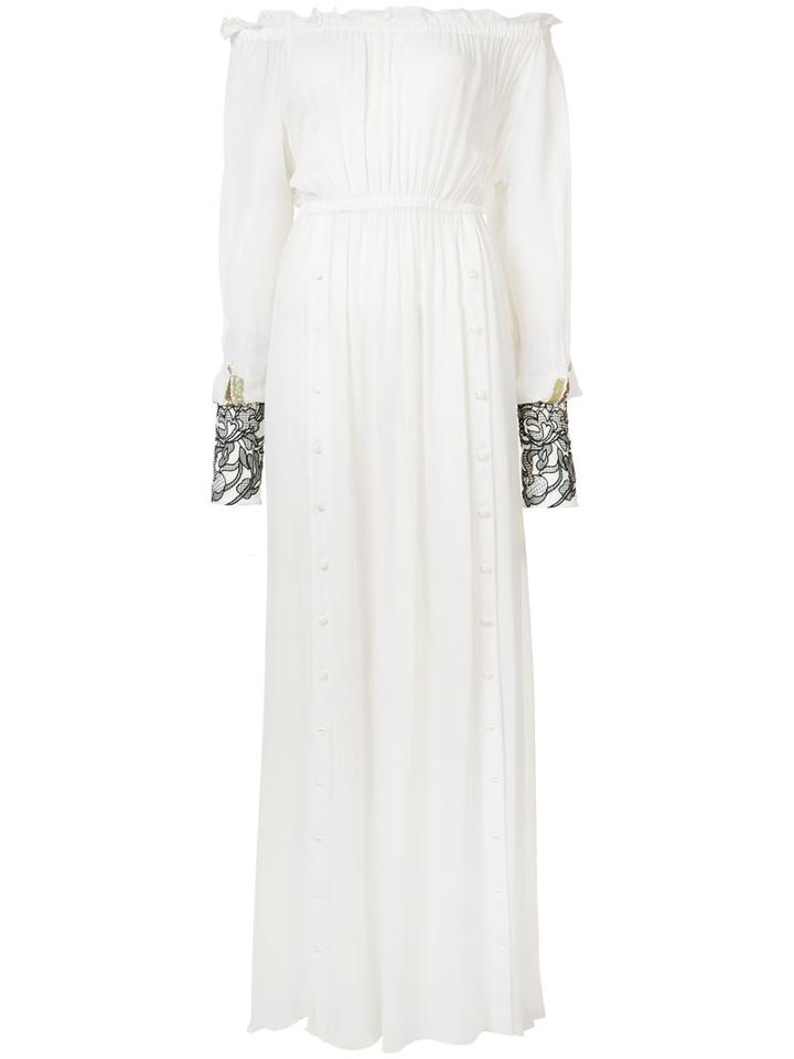 Loyd/ford - Gathered Sheer Maxi Dress - Women - Silk - 4, White, Silk