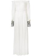 Loyd/ford - Gathered Sheer Maxi Dress - Women - Silk - 4, White, Silk