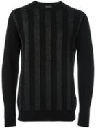 Balmain Stripe Design Jumper, Men's, Size: Large, Black, Polyester/merino