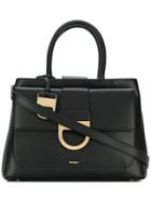 Dkny Buckle Cross-body Tote - Black