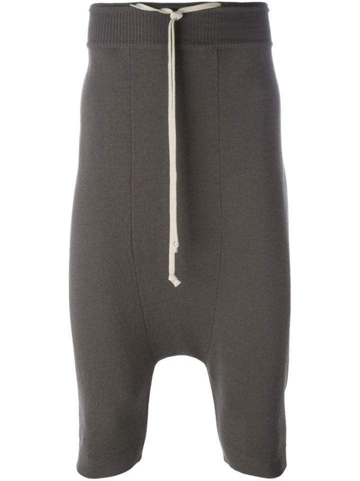 Rick Owens Cropped Drop Crotch Track Pants, Men's, Size: Xs, Grey, Virgin Wool