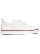 Thom Browne Straight Toe Cap Trainer In Pebble Grain - White