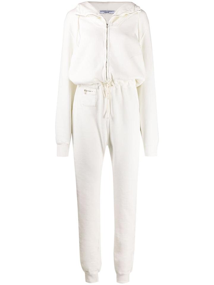 Katharine Hamnett London Drawstring Waist Track Jumpsuit - White