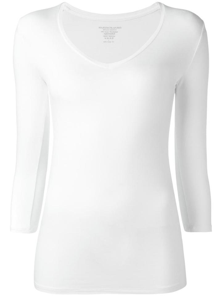 Majestic Filatures Three-quarters Sleeve T-shirt, Women's, Size: 4, White, Spandex/elastane/viscose