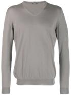 Kiton V-neck Fine Knit Sweater - Grey