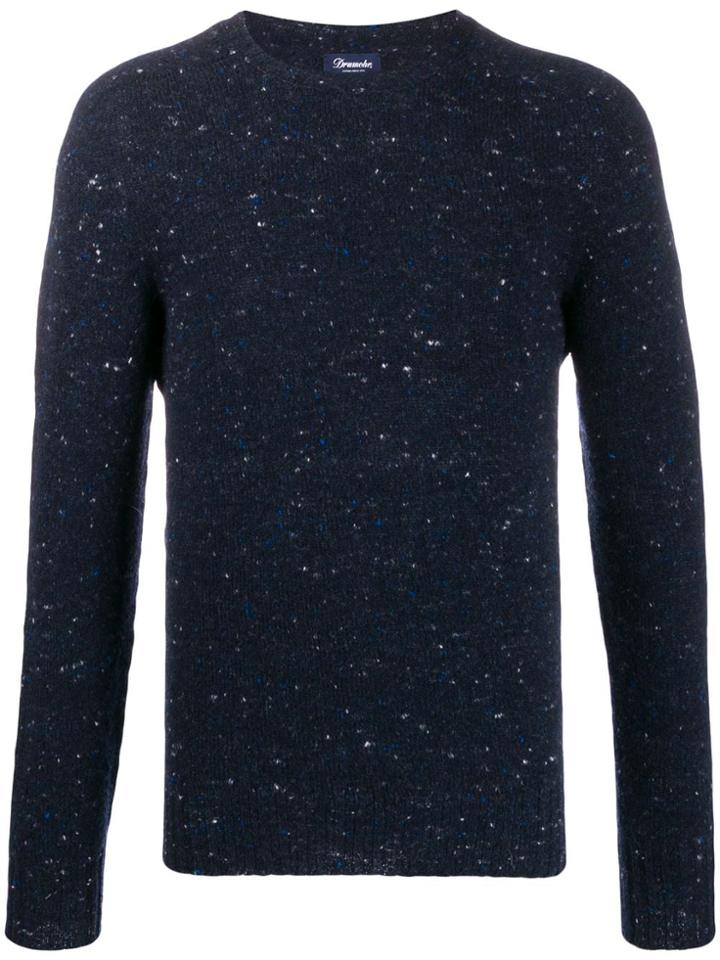 Drumohr Speckled Crew Neck Jumper - Blue