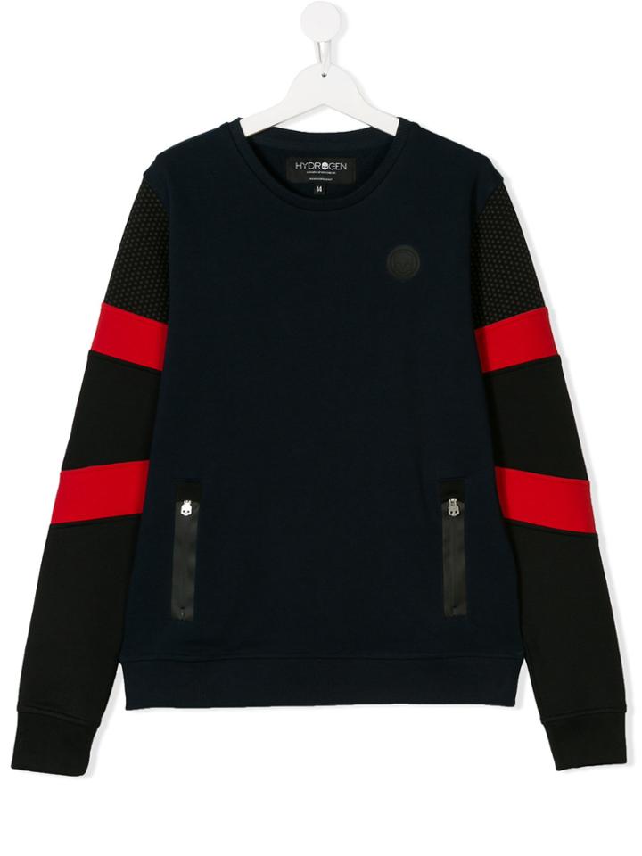 Hydrogen Kids Striped Sleeve Sweater - Blue