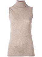 Majestic Filatures Turtleneck Sleeveless Knit Blouse, Women's, Size: 2, Brown, Cashmere