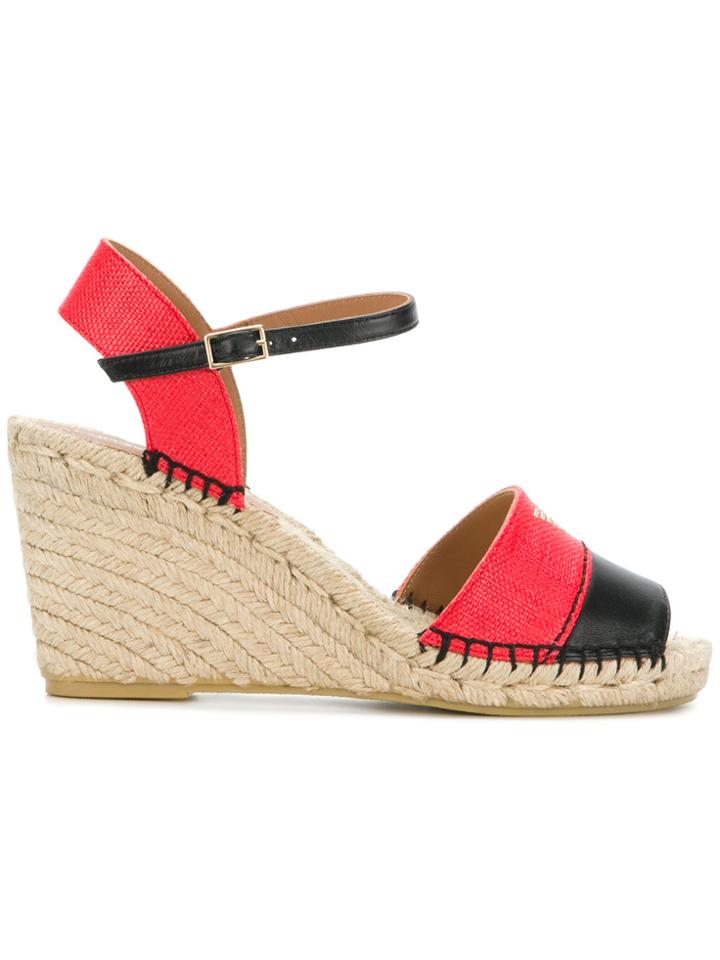 Emporio Armani Colour Block Logo Wedge Sandals - Brown