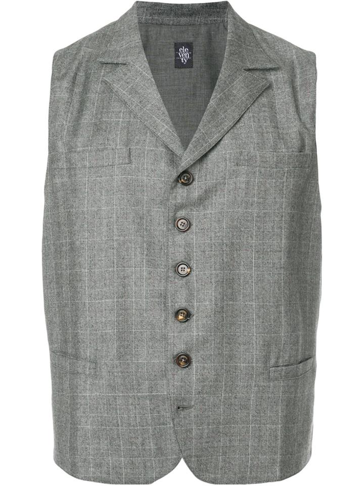 Eleventy Check Waistcoat - Grey