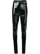 Msgm Patent Leather Effect Trousers - Black