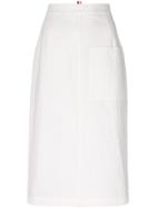 Thom Browne High-waisted Straight Skirt - White