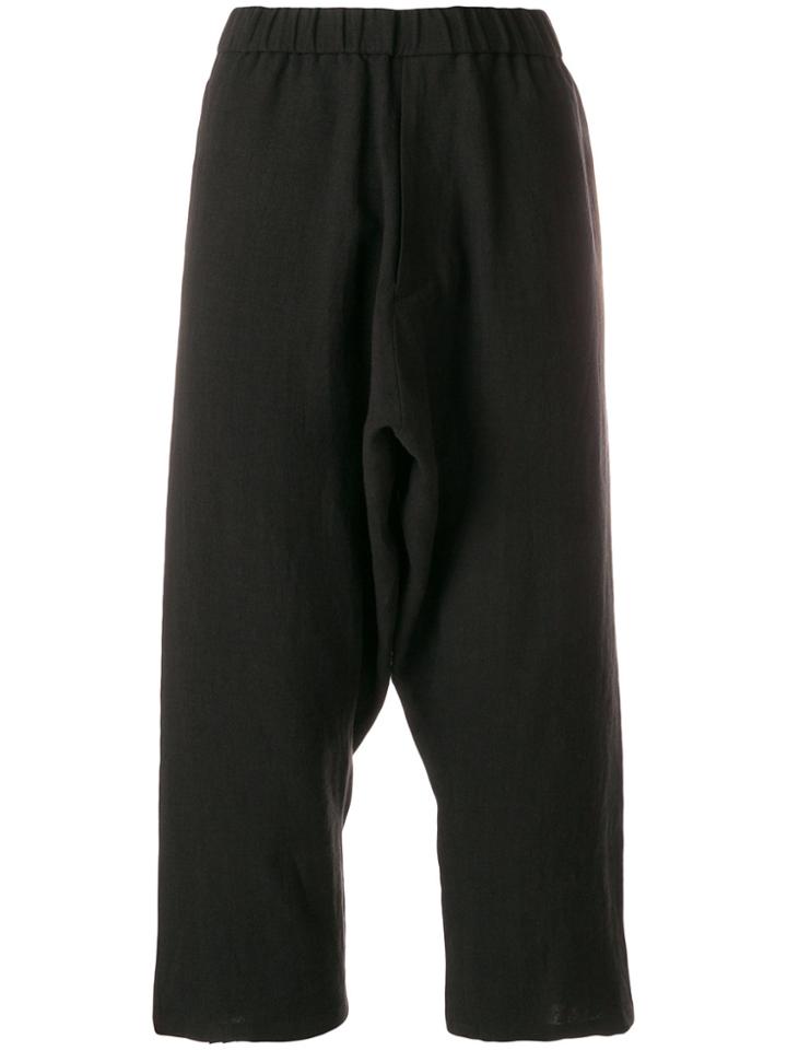 Roggykei Cropped Dropped-crotch Trousers - Black