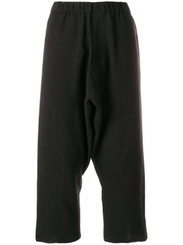 Roggykei Cropped Dropped-crotch Trousers - Black