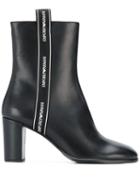 Emporio Armani Logo Trim Ankle Boots - Black