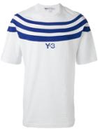 Y-3 Striped T-shirt, Men's, Size: Small, White, Cotton