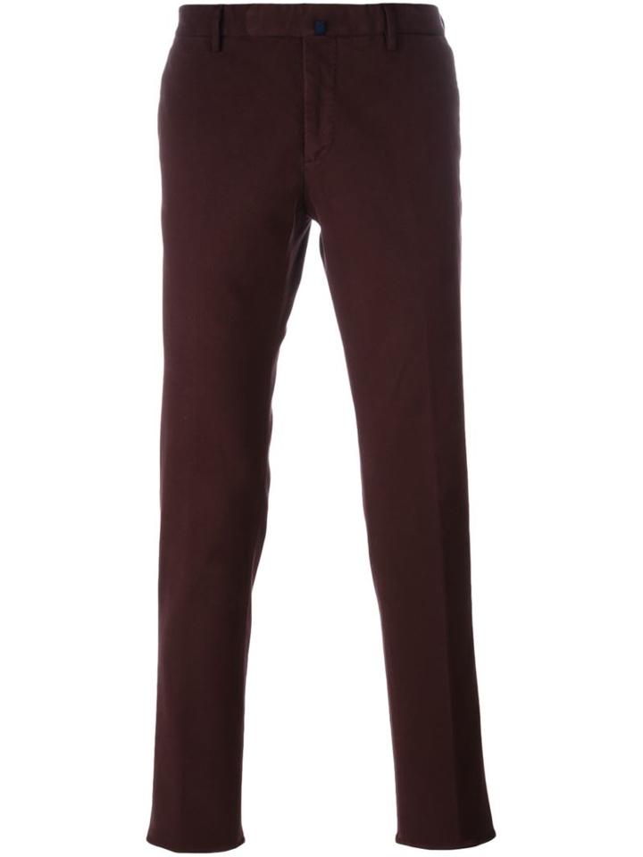 Incotex Classic Chinos, Men's, Size: 50, Red, Cotton/spandex/elastane