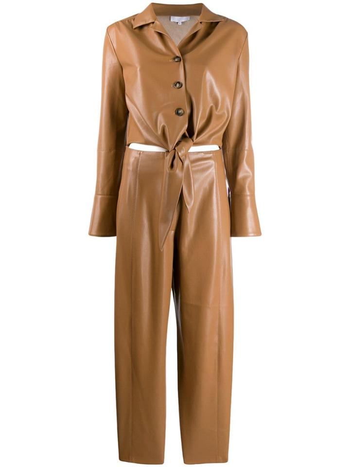 Nanushka Faux Leather Jumpsuit - Brown