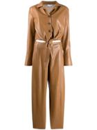 Nanushka Faux Leather Jumpsuit - Brown