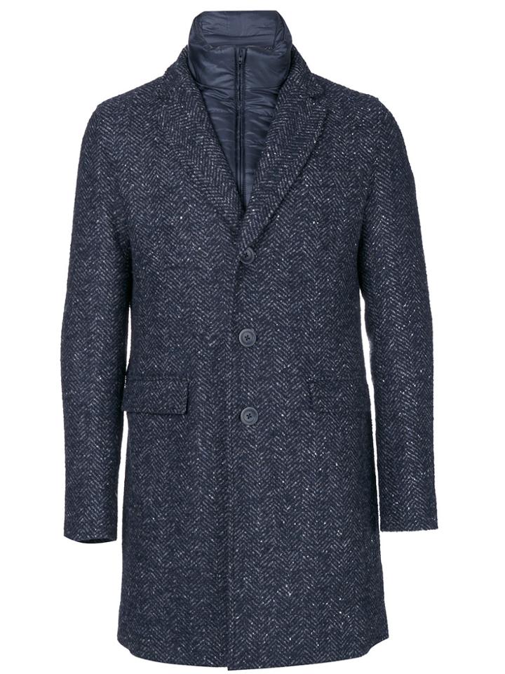 Herno Padded Underlay Buttoned Coat - Blue