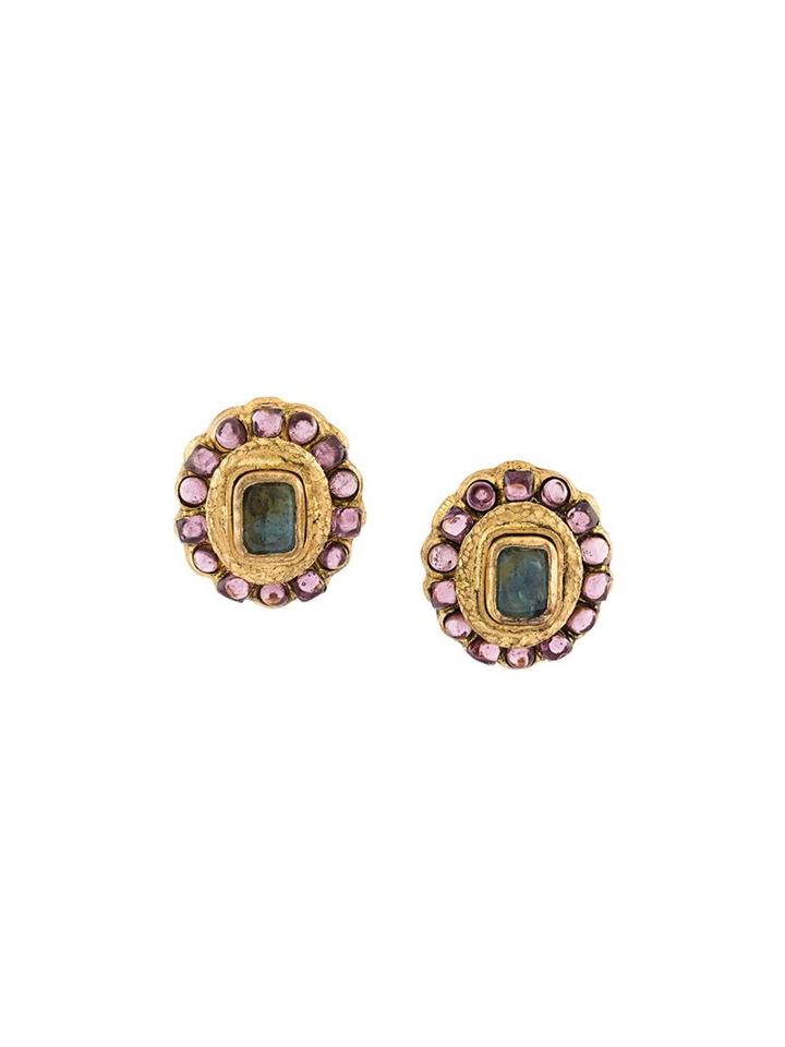 Chanel Vintage Gripoix Clip-on Stud Earrings