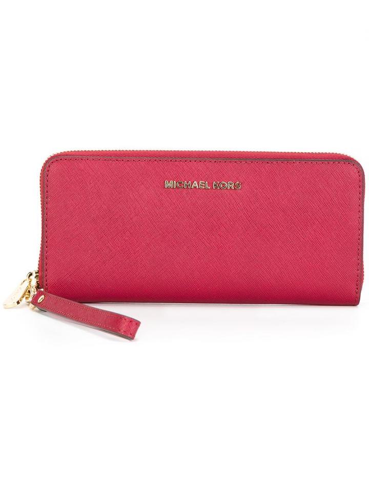 Michael Michael Kors Logo Plaque Walet, Women's, Red, Leather