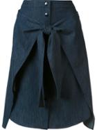 Rag & Bone Front Tie Denim Skirt, Women's, Size: 0, Blue, Silk/cotton