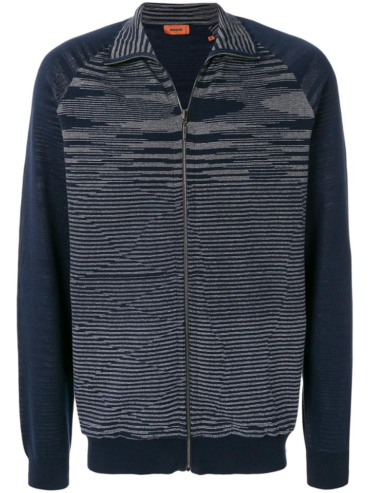 Missoni Wave Knit Zipped Sweatshirt - Blue