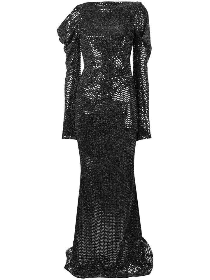 Talbot Runhof Mirrored Long Dress - Black
