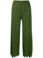 Pleats Please By Issey Miyake Wave-hem Cropped Trousers - Green