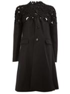 Comme Des Garçons Noir Kei Ninomiya Woven Detail Buttoned Coat, Women's, Size: Medium, Black, Cupro/wool/rayon