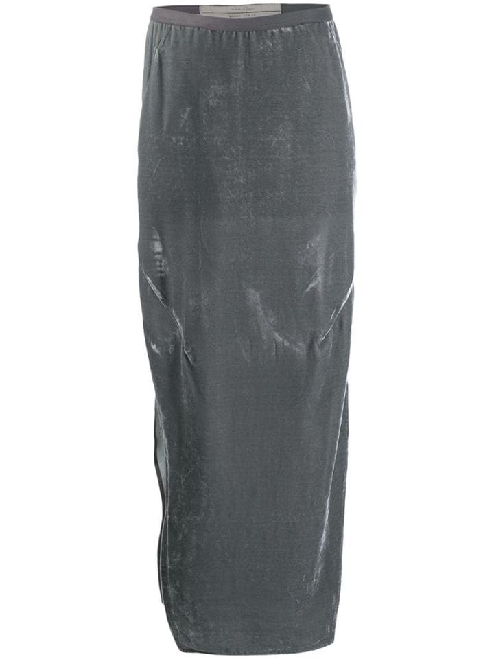 Rick Owens Velvet Straight Skirt - Blue