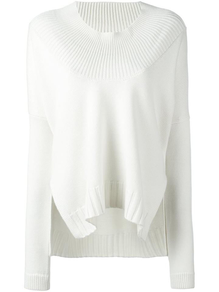 Barbara Bui Round Ribbed Neck Pullover, Women's, Size: Small, White, Merino