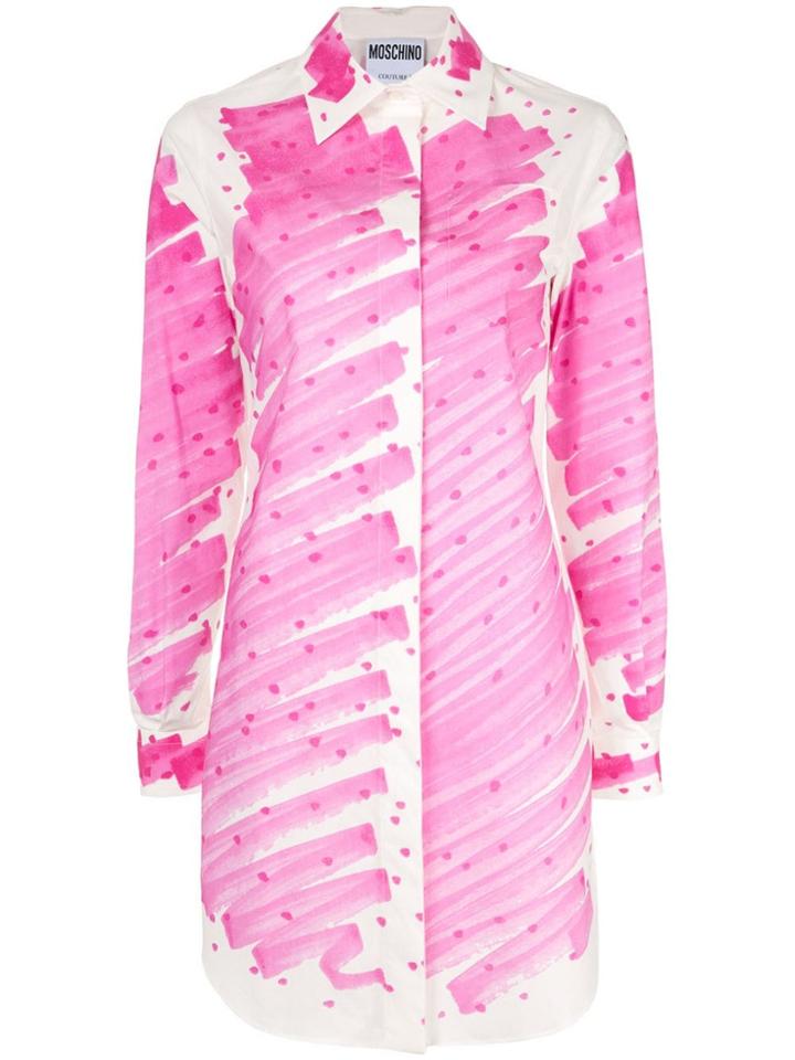 Moschino Brushstroke Polka Dot Print Shirt - Pink