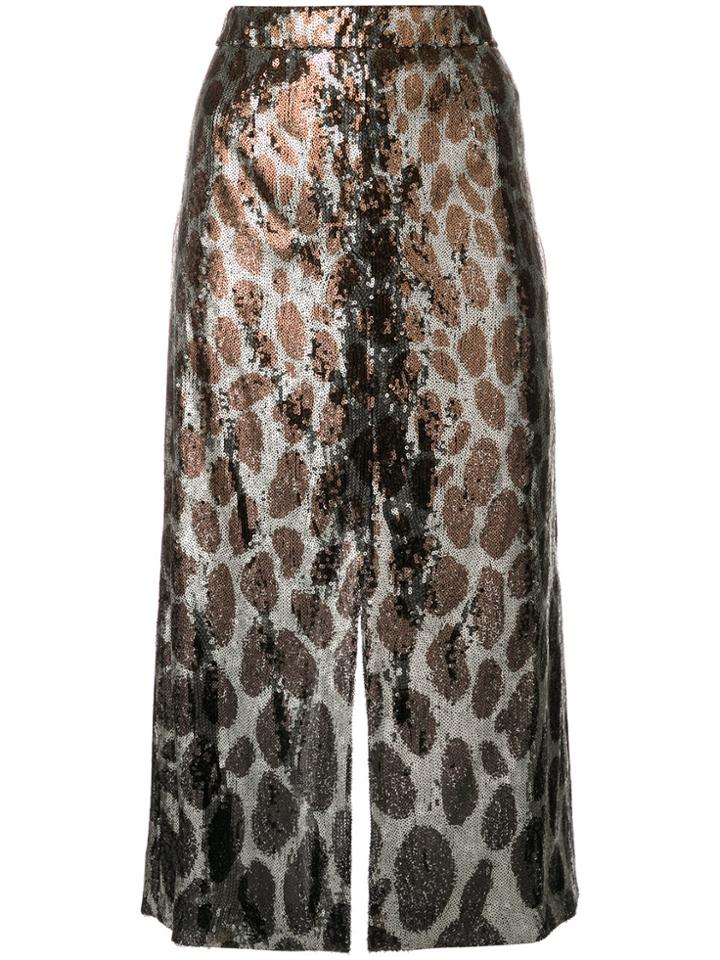 Marco De Vincenzo Leopard Print Sequin Embellished Skirt - Metallic