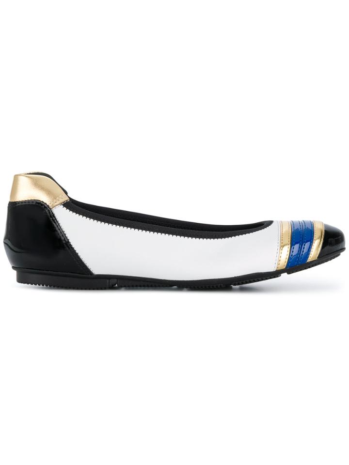 Hogan Stripe Toe Ballerina Pumps - White