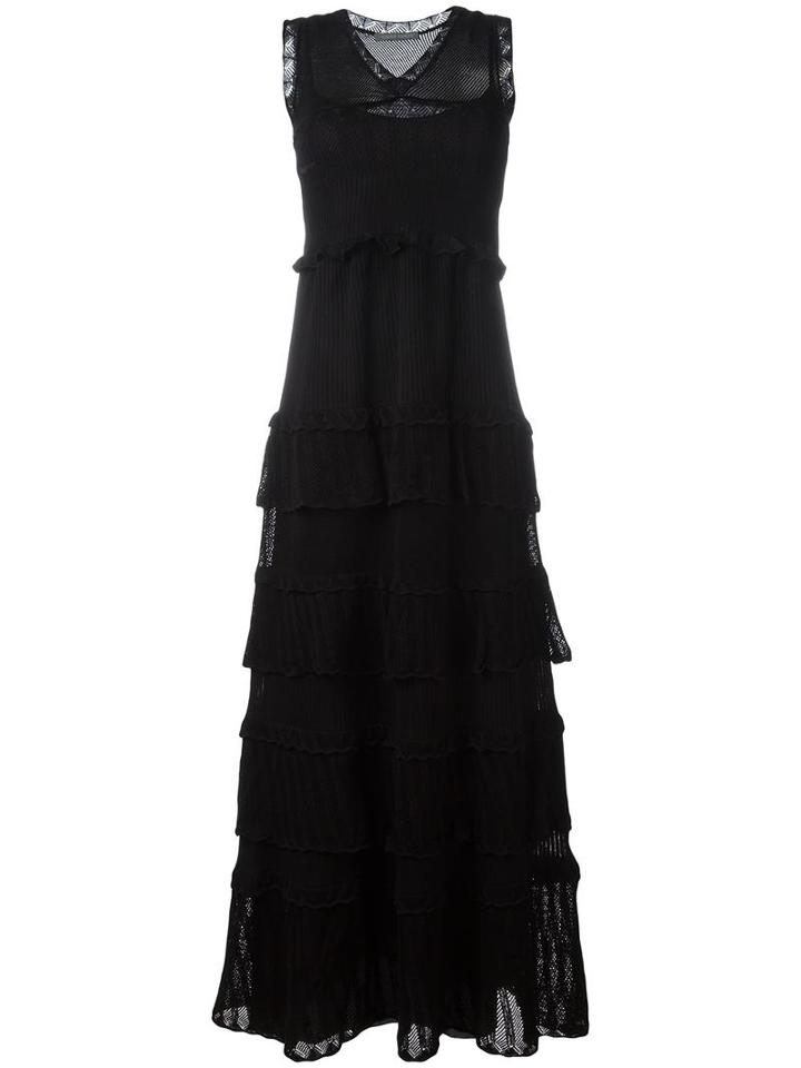 Alberta Ferretti V-neck Layered Black, Women's, Size: 42, Cotton/polyamide/other Fibers