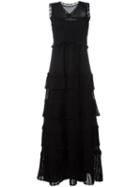 Alberta Ferretti V-neck Layered Black, Women's, Size: 42, Cotton/polyamide/other Fibers