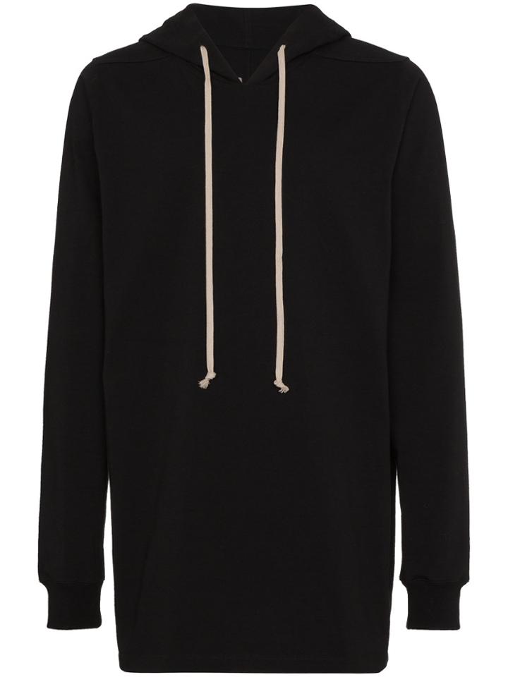 Rick Owens Black Drawstring Hooded Sweatshirt