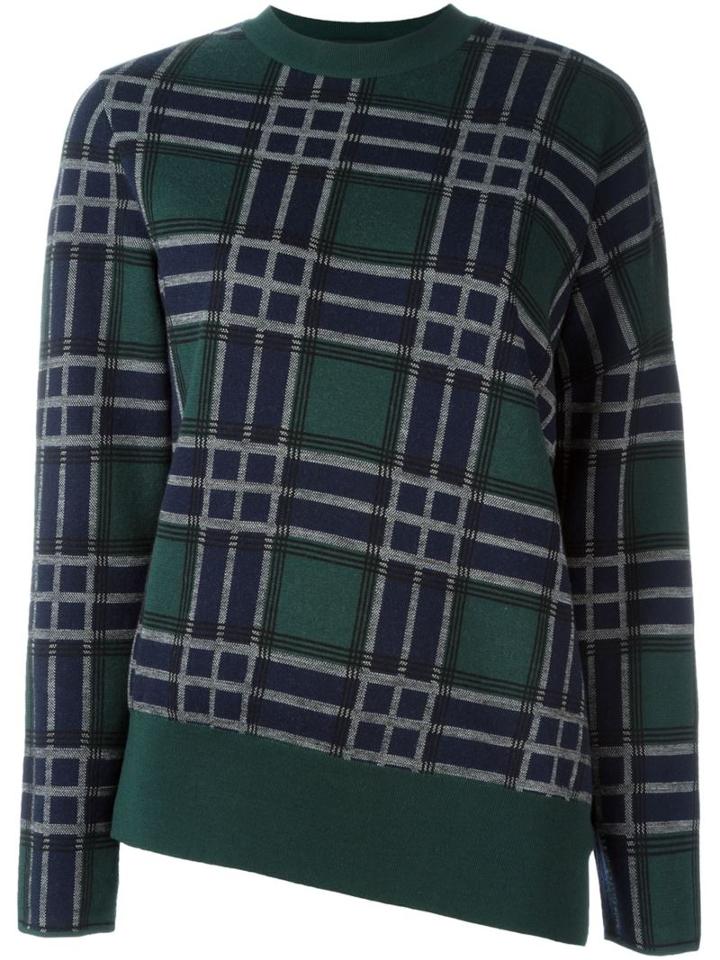 Cédric Charlier Check Intarsia Jumper, Women's, Size: 40, Green, Virgin Wool