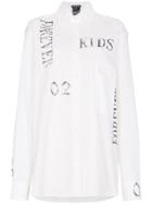 Ann Demeulemeester Oversized Shirt With Text Print - White