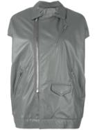 Rick Owens Short Sleeve Biker Jacket, Women's, Size: 38, Grey, Leather/cupro/viscose