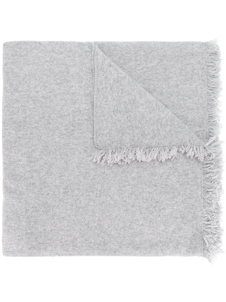 Pringle Of Scotland Fringed Trim Lightweight Scarf - Grey