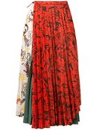 Toga Abstract Print Pleated Skirt - Red