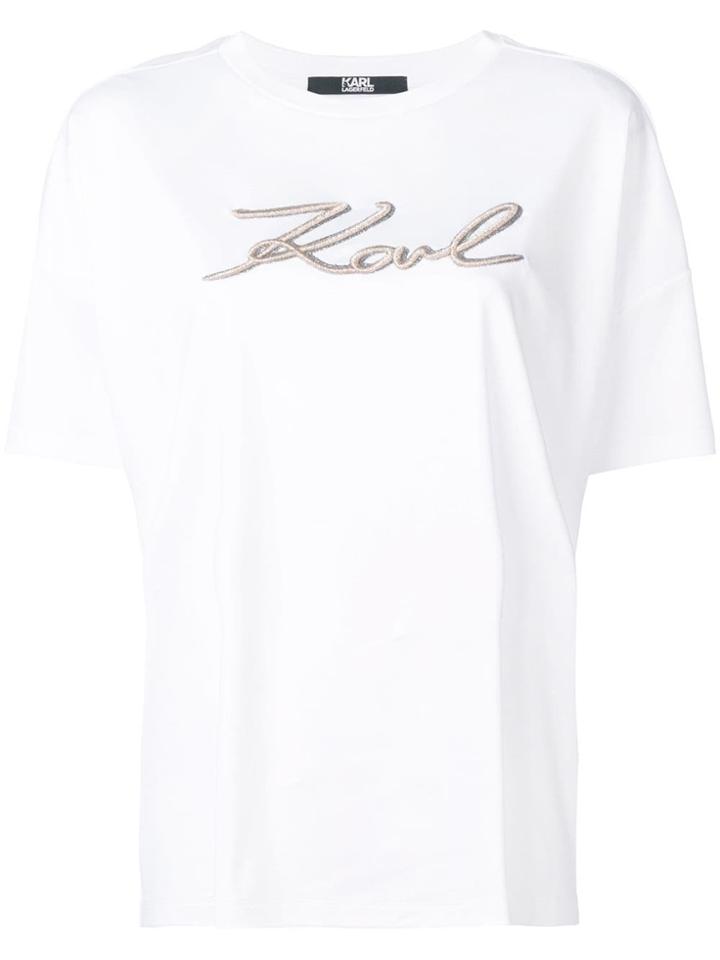 Karl Lagerfeld Embroidered Karl Signature T-shirt - White