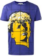 Moschino Face Print T-shirt, Men's, Size: 48, Blue, Cotton